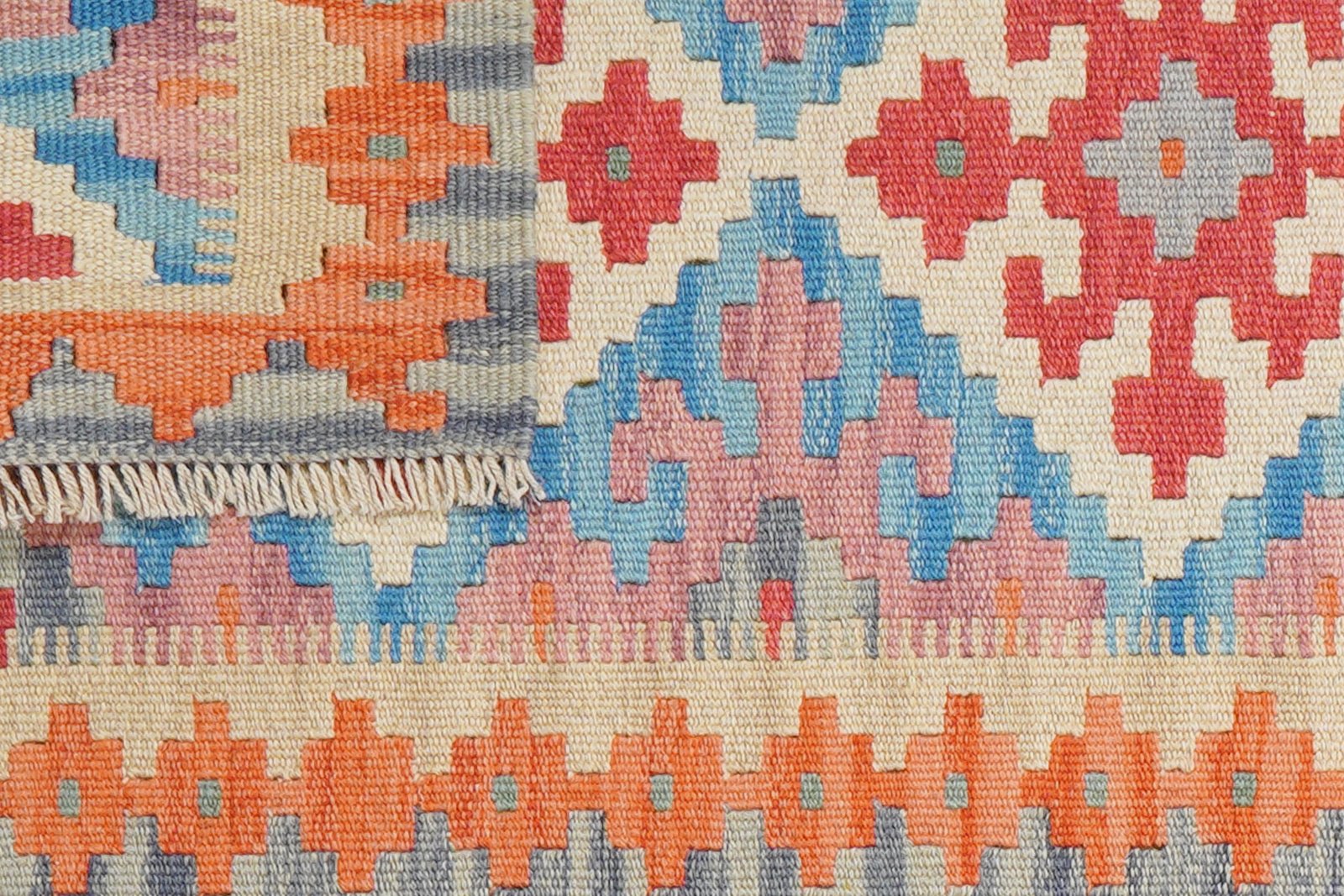 Kelim Gashgai — Handmade, 59x191 cm, Beige, 100% Virgin Wool | View 6