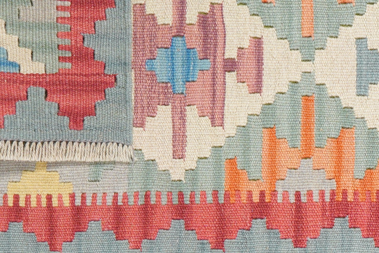 Kelim Gashgai — Handmade, 55x186 cm, Beige, 100% Virgin Wool | View 6