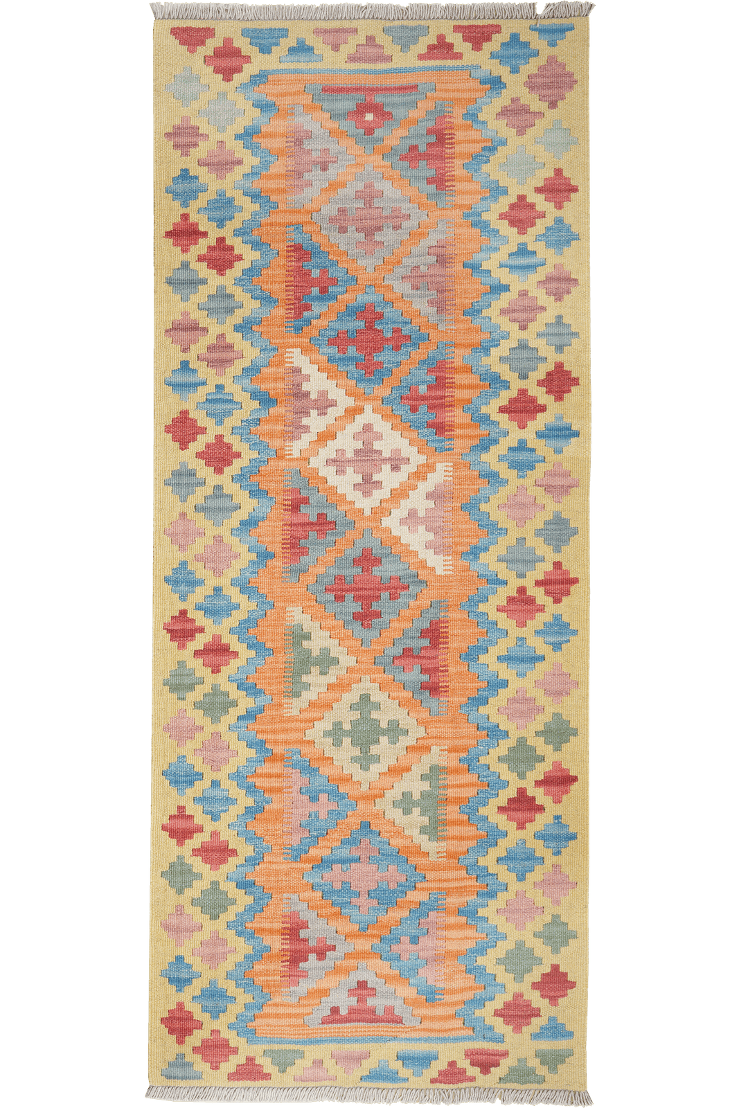 Kelim Gashgai — Handmade, 79x200 cm, Orange, 100% Virgin Wool | Main view