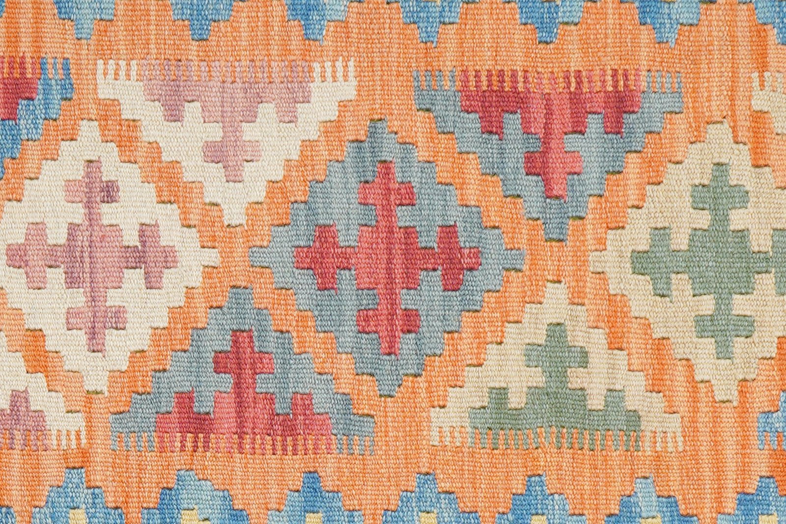 Kelim Gashgai — Handmade, 79x200 cm, Orange, 100% Virgin Wool | View 5