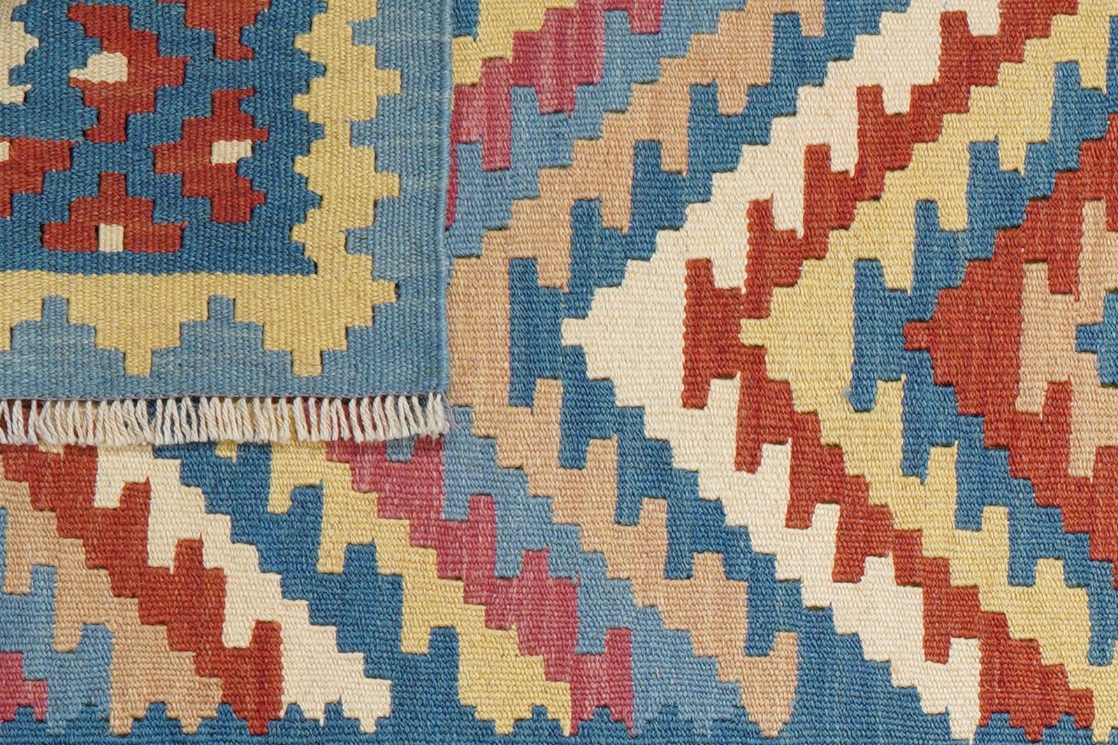 Kelim Gashgai — Handmade, 83x192 cm, Blue, 100% Virgin Wool | View 6
