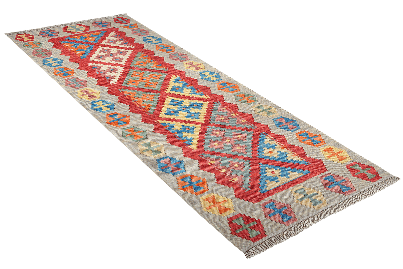 Kelim Gashgai — Handmade, 84x200 cm, Red, 100% Virgin Wool | View 4