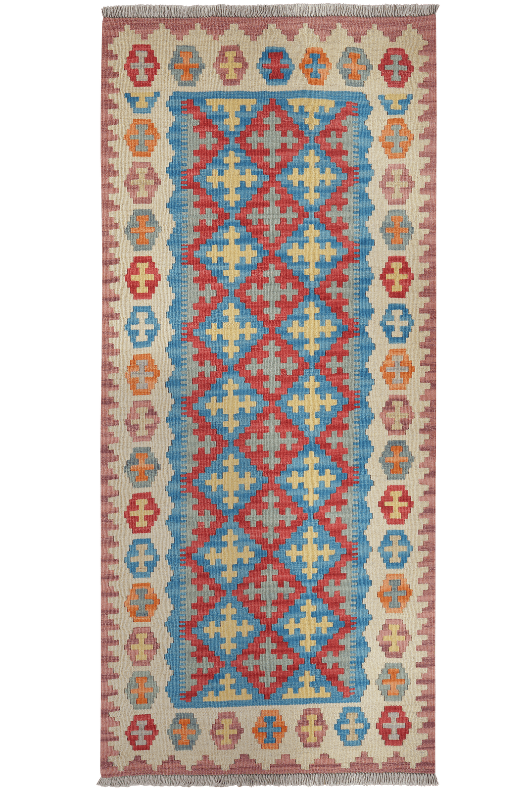 Kelim Gashgai — Handmade, 87x194 cm, Red, 100% Virgin Wool | Main view