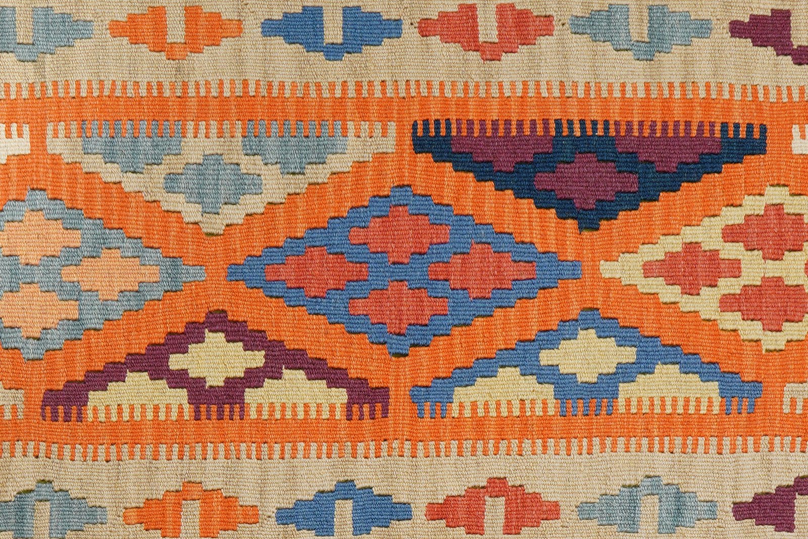 Kelim Gashgai — Handmade, 82x198 cm, Orange, 100% Virgin Wool | View 5