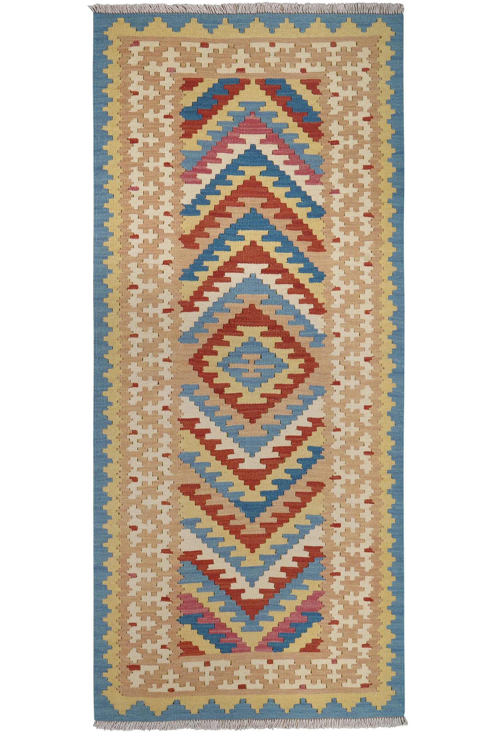 Kelim Gashgai — Handgefertigt, 195x85 cm, Beige, 100% Virgin Wool | Main view