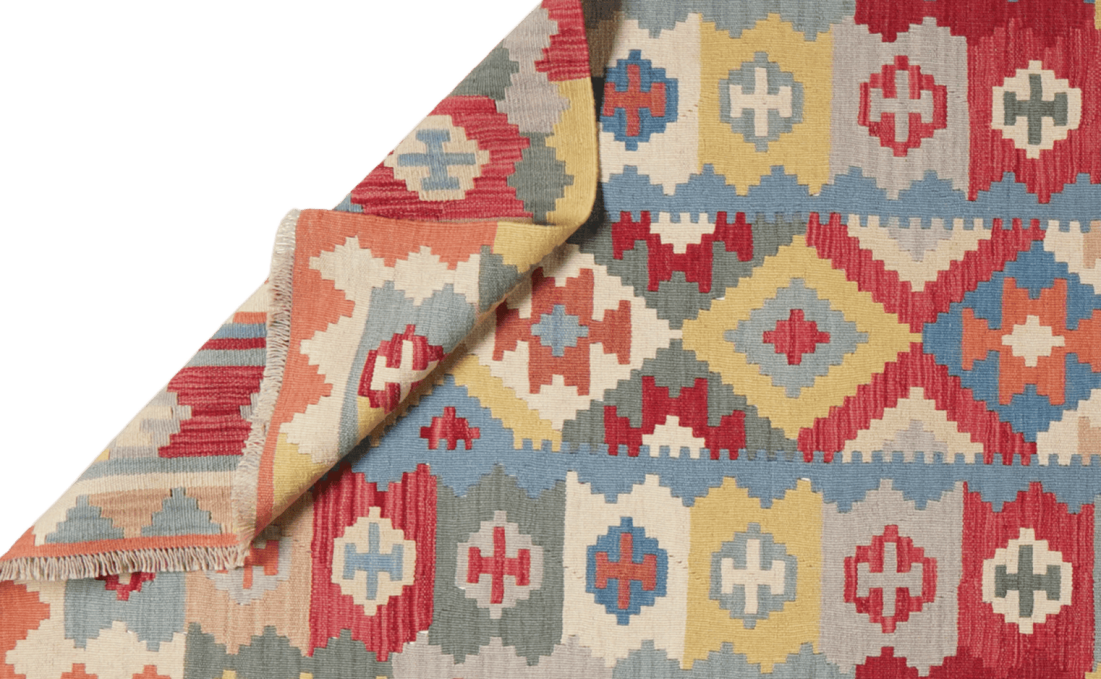 Kelim Gashgai — Handmade, 106x398 cm, Blue, 100% Virgin Wool | View 5