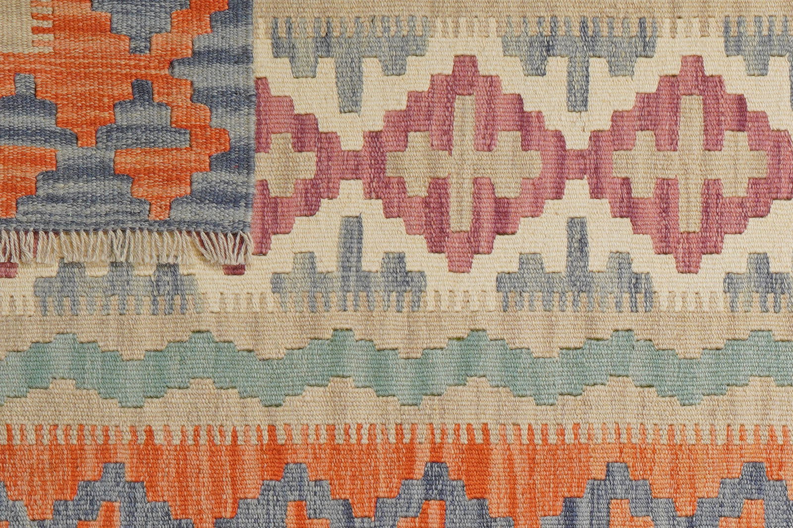 Kelim Gashgai — Handgefertigt, 243x87 cm, Rot, 100% Virgin Wool | View 7