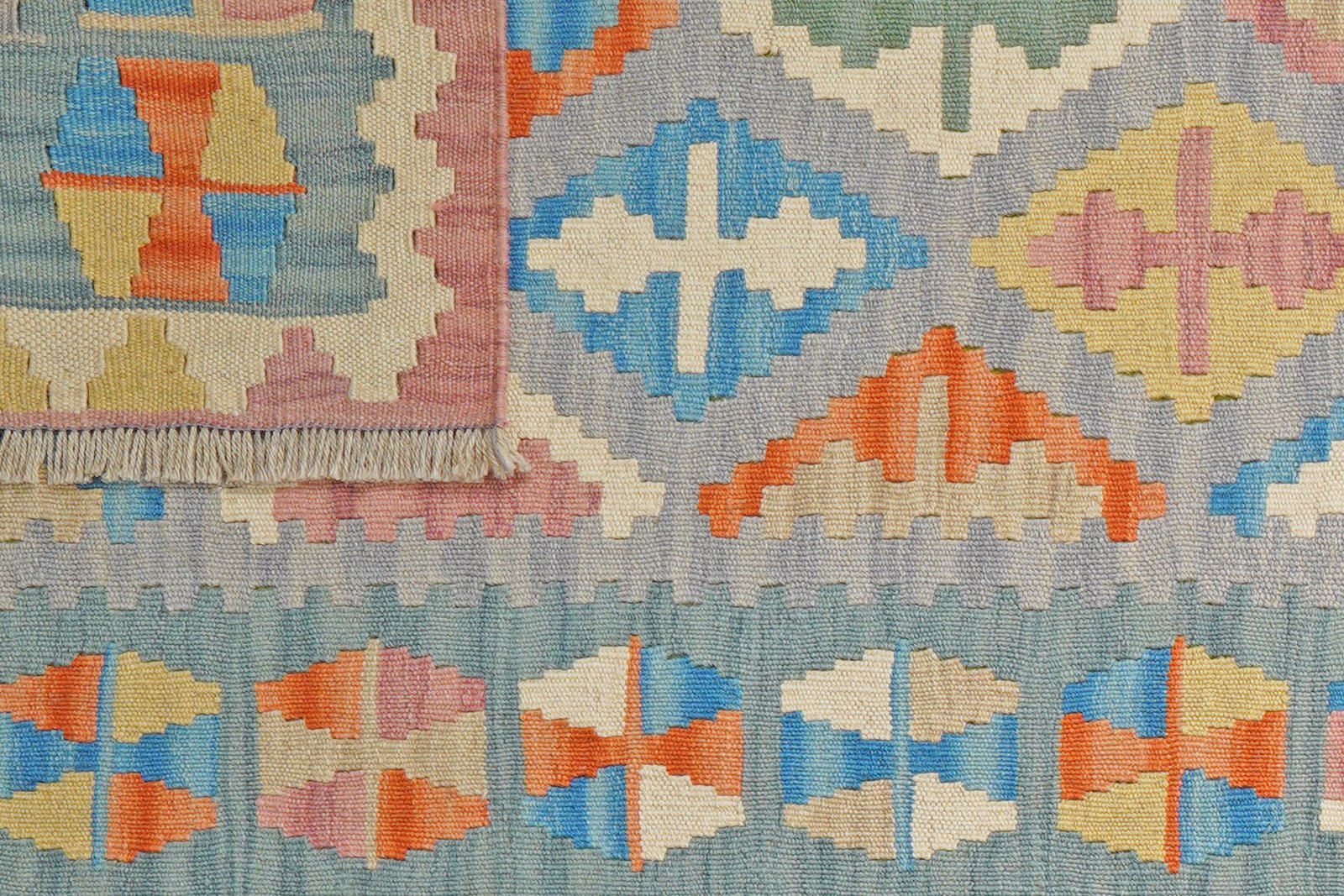 Kelim Gashgai — Handmade, 86x289 cm, Grey, 100% Virgin Wool | View 6