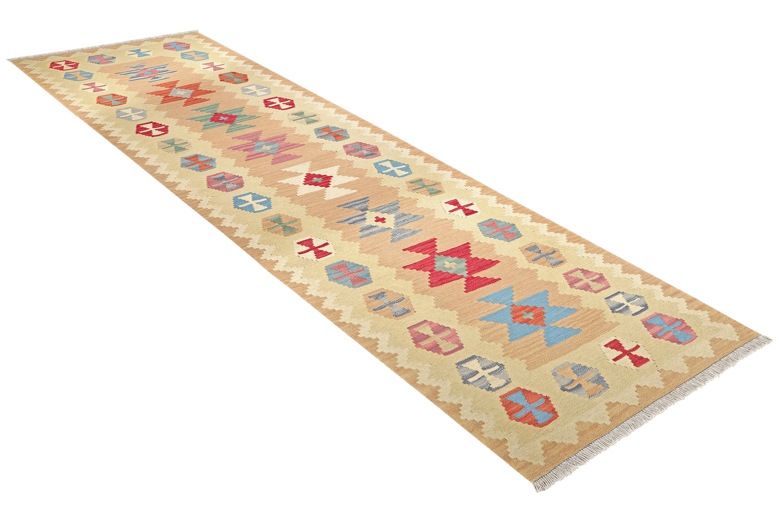 Kelim Gashgai — Handmade, 86x297 cm, Beige, 100% Virgin Wool | View 4