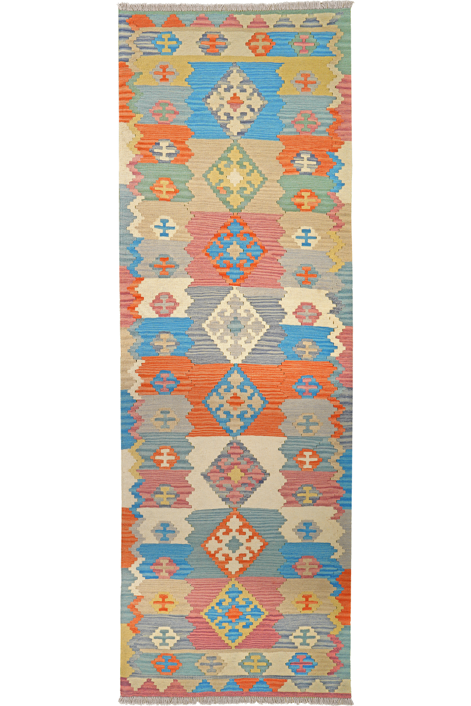 Kelim Gashgai — Handgefertigt, 299x100 cm, Bunt, 100% Virgin Wool | Main view