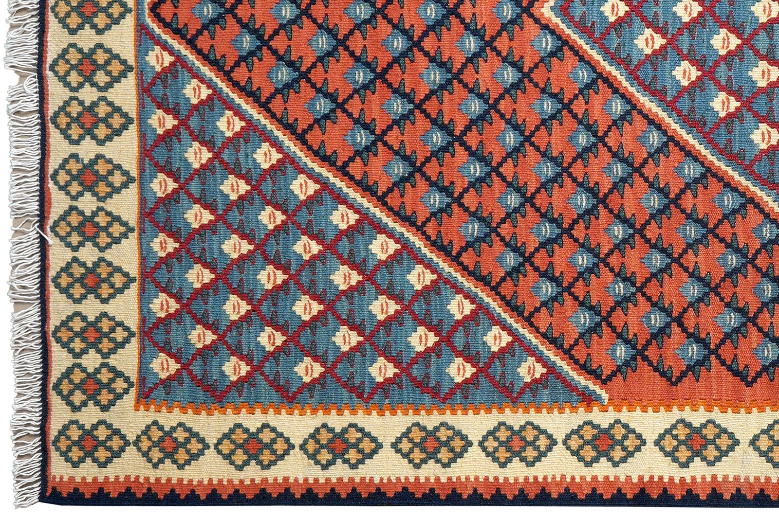 Kelim Senneh — Handmade, 107x157 cm, Red, 100% Virgin Wool | View 3