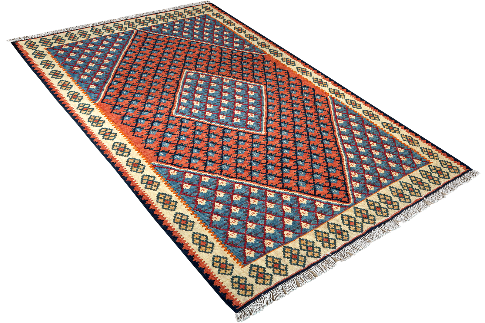 Kelim Senneh — Handmade, 107x157 cm, Red, 100% Virgin Wool | View 4
