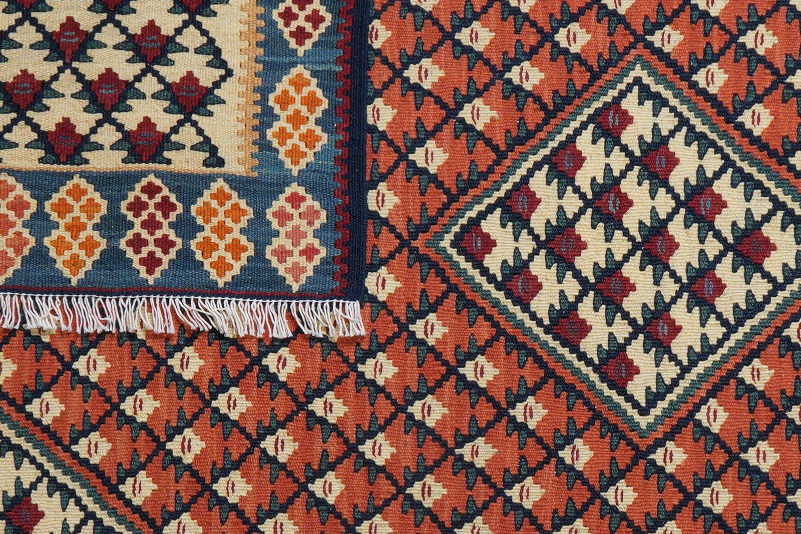 Kelim Senneh — Handmade, 105x156 cm, Red, 100% Virgin Wool | View 6