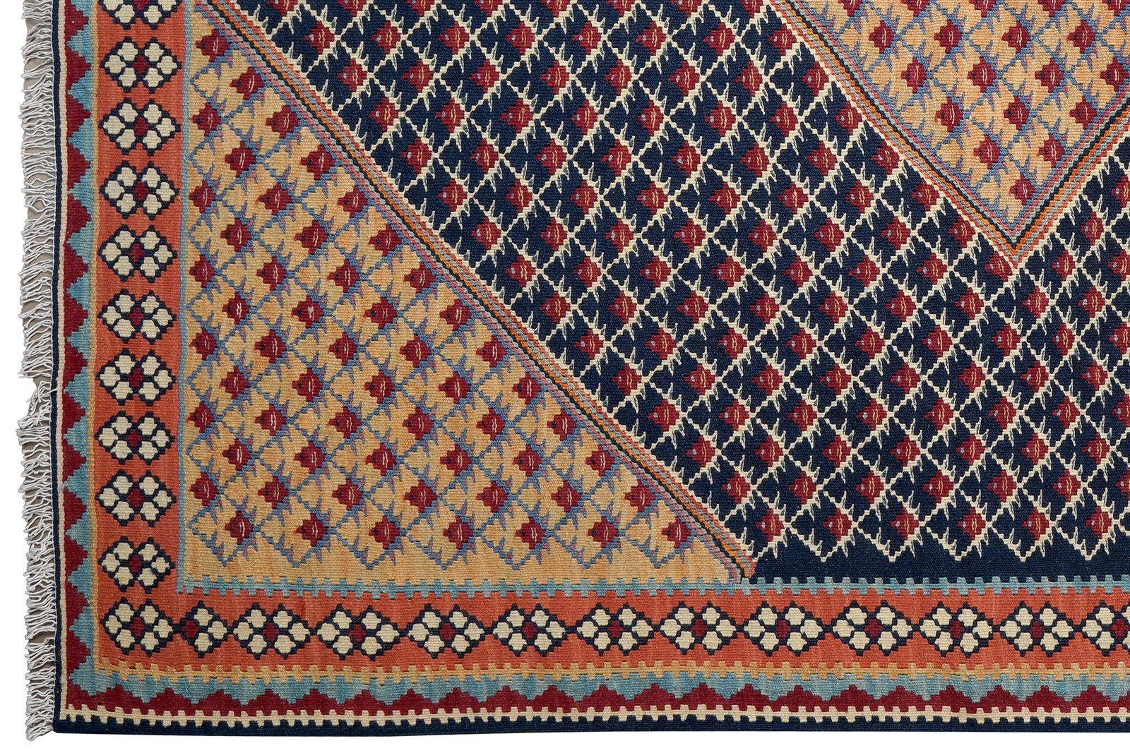 Kelim Senneh — Handmade, 153x193 cm, Blue, 100% Virgin Wool | View 3