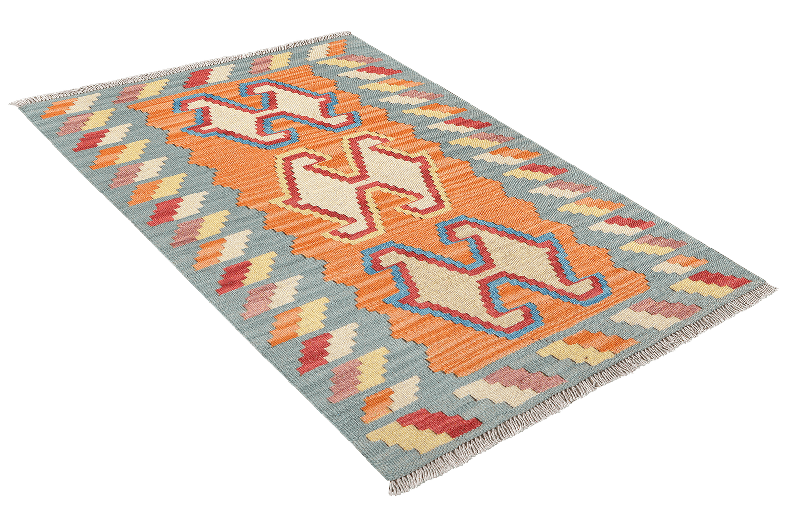 Kelim Gashgai — Handmade, 80x121 cm, Orange, 100% Virgin Wool | View 4