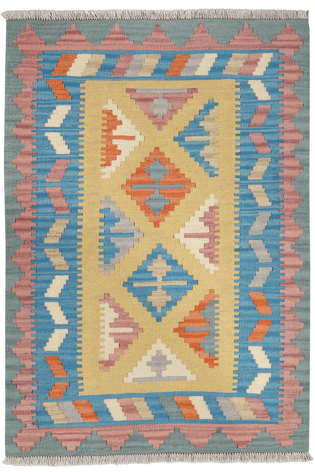 Kelim Gashgai — Handmade, 83x117 cm, Yellow, 100% Virgin Wool | Main view