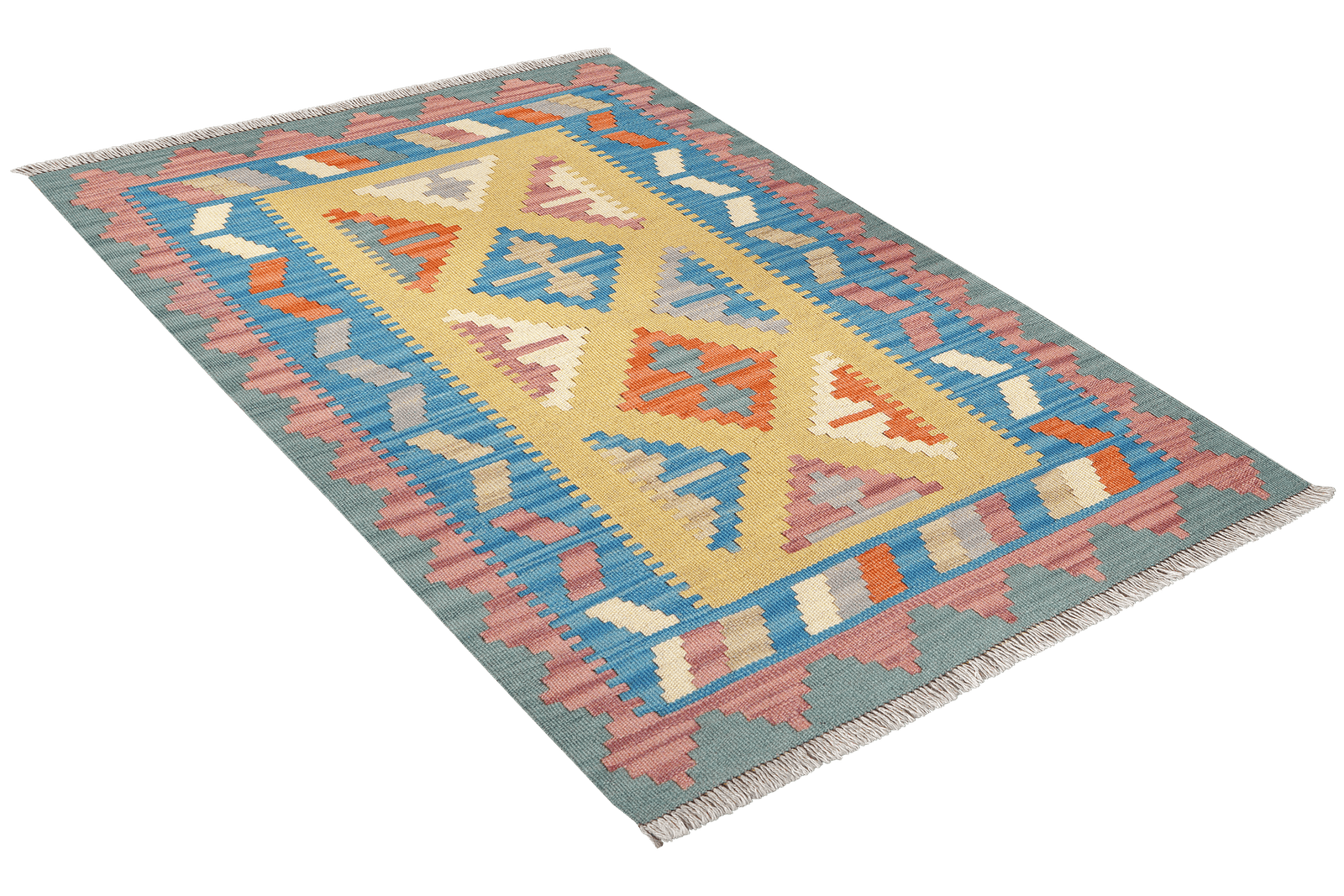 Kelim Gashgai — Handmade, 83x117 cm, Yellow, 100% Virgin Wool | View 4