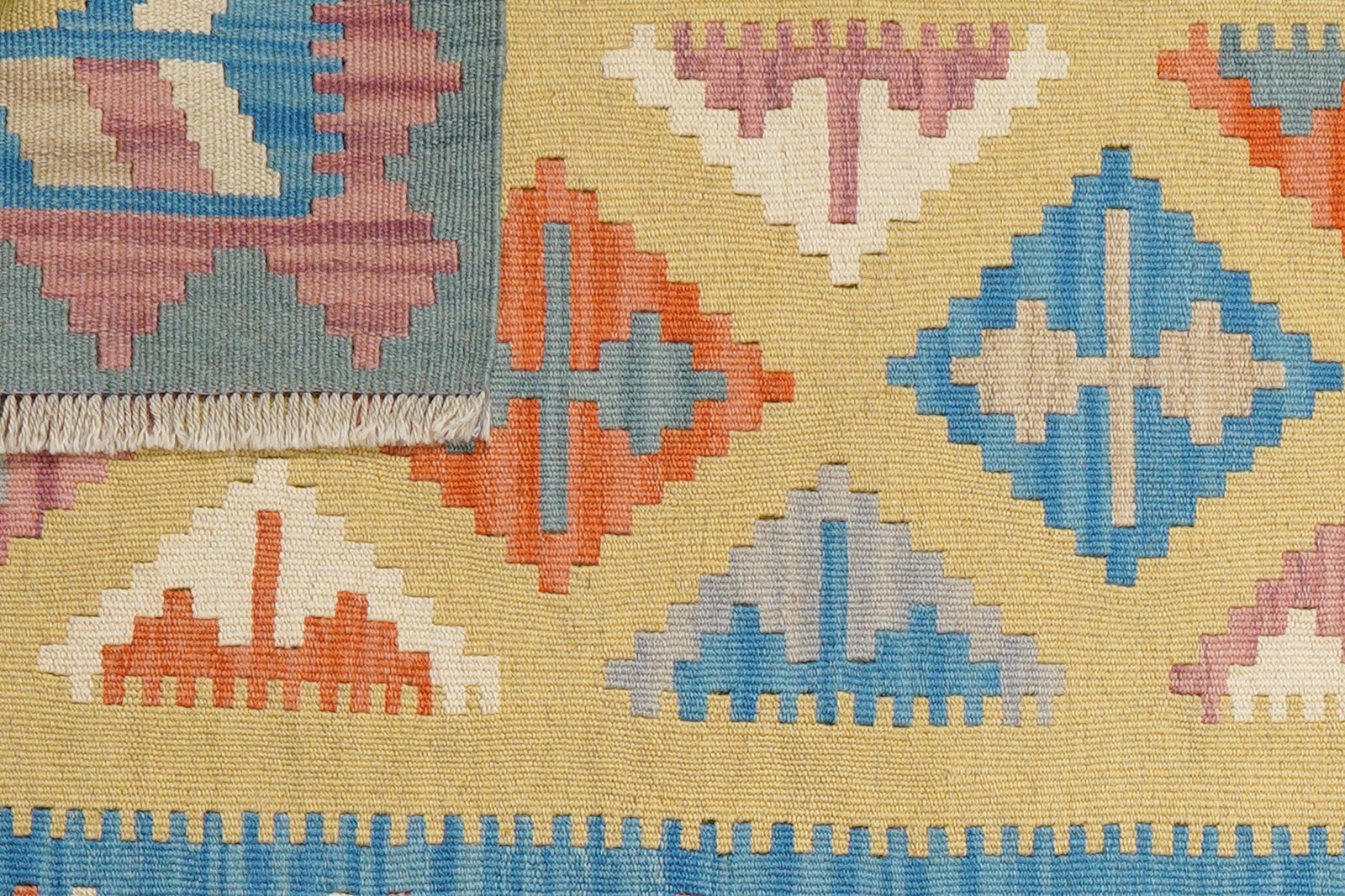Kelim Gashgai — Handmade, 83x117 cm, Yellow, 100% Virgin Wool | View 6