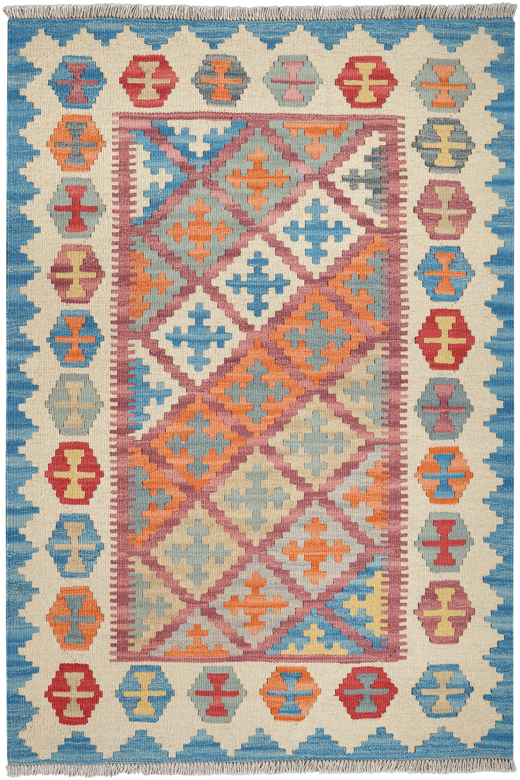 Kelim Gashgai — Handmade, 103x151 cm, Pink, 100% Virgin Wool | Main view