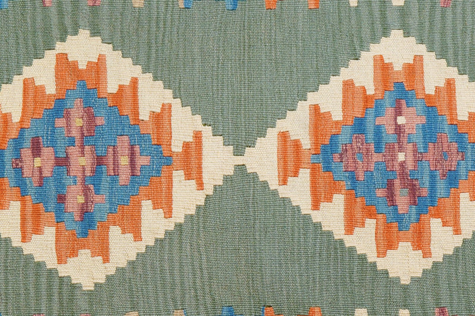 Kelim Gashgai — Handmade, 101x152 cm, Green, 100% Virgin Wool | View 5