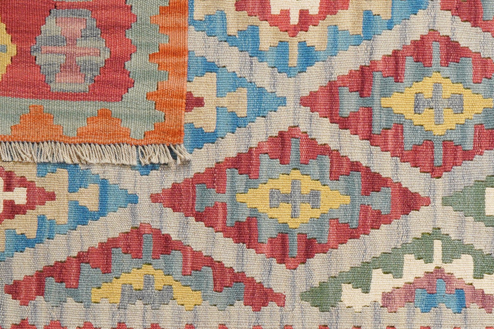 Kelim Gashgai — Handmade, 103x150 cm, Grey, 100% Virgin Wool | View 6
