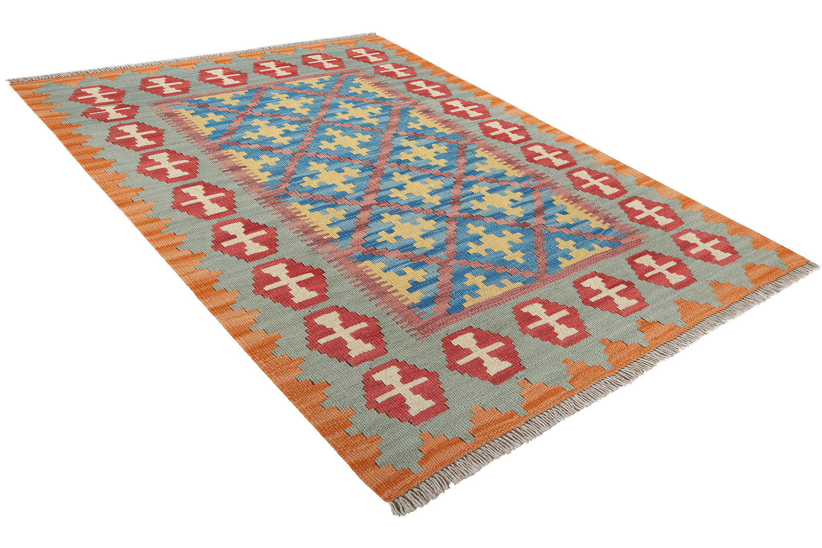 Kelim Gashgai — Handmade, 103x146 cm, Pink, 100% Virgin Wool | View 4