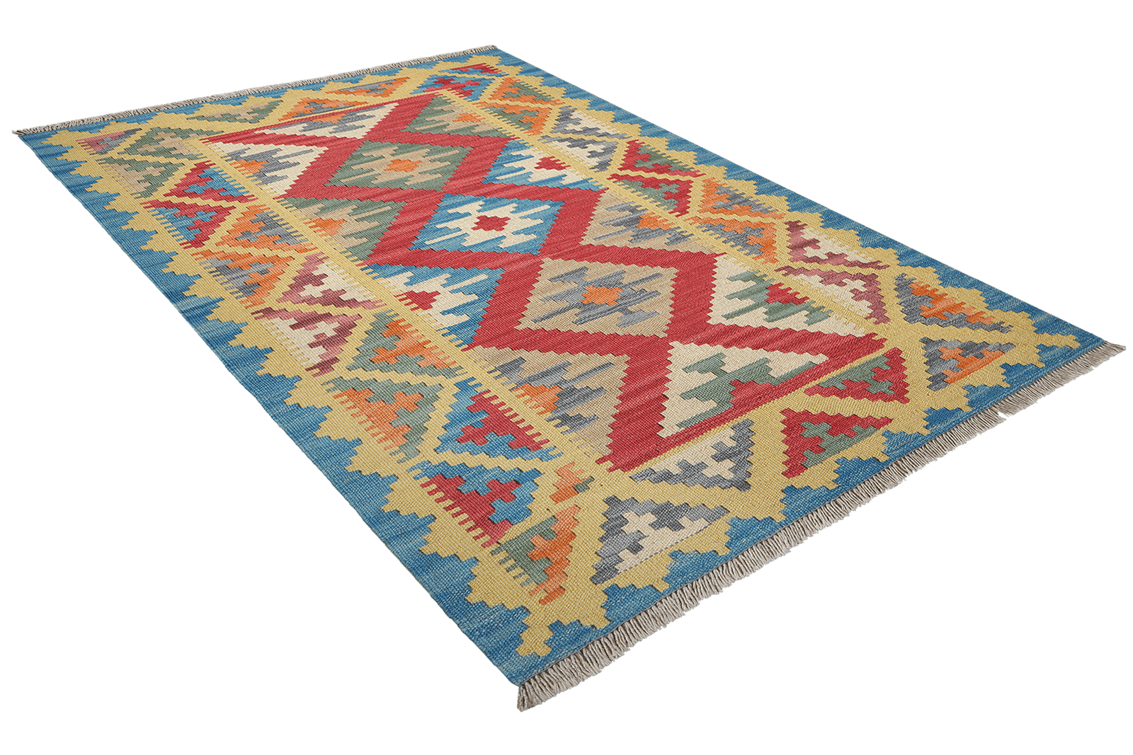 Kelim Gashgai — Handmade, 103x148 cm, Red, 100% Virgin Wool | View 4