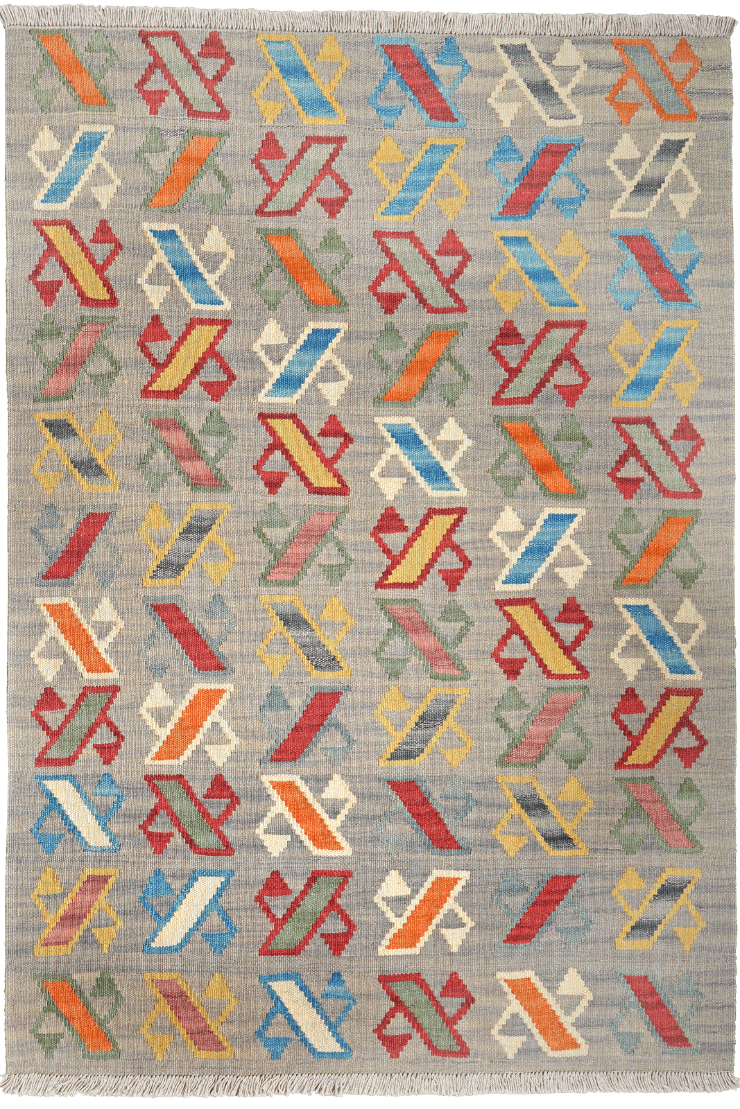 Kelim Gashgai — Handmade, 102x150 cm, Grey, 100% Virgin Wool | Main view