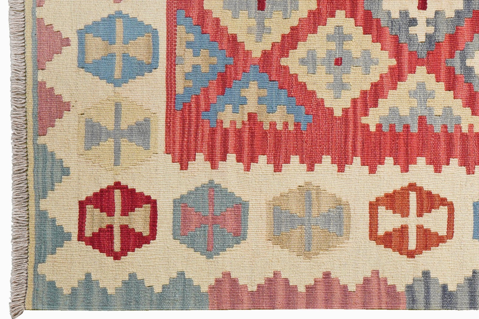Kelim Gashgai — Handmade, 105x153 cm, Red, 100% Virgin Wool | View 3