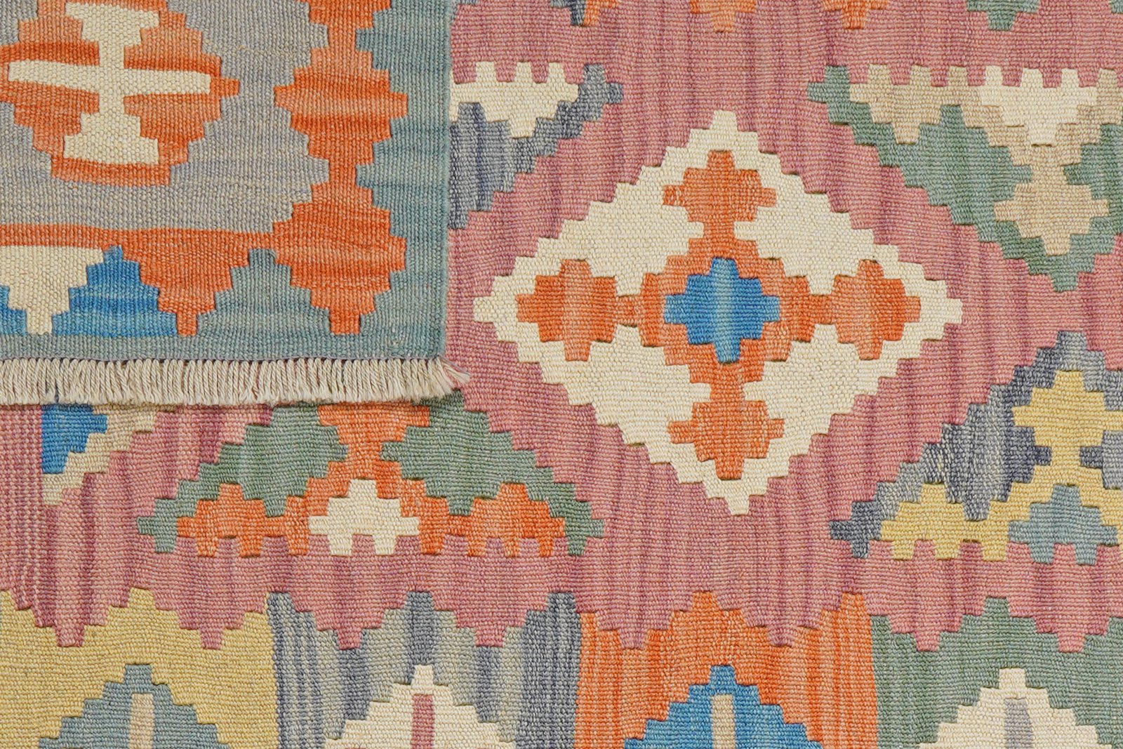 Kelim Gashgai — Handmade, 103x146 cm, Pink, 100% Virgin Wool | View 6