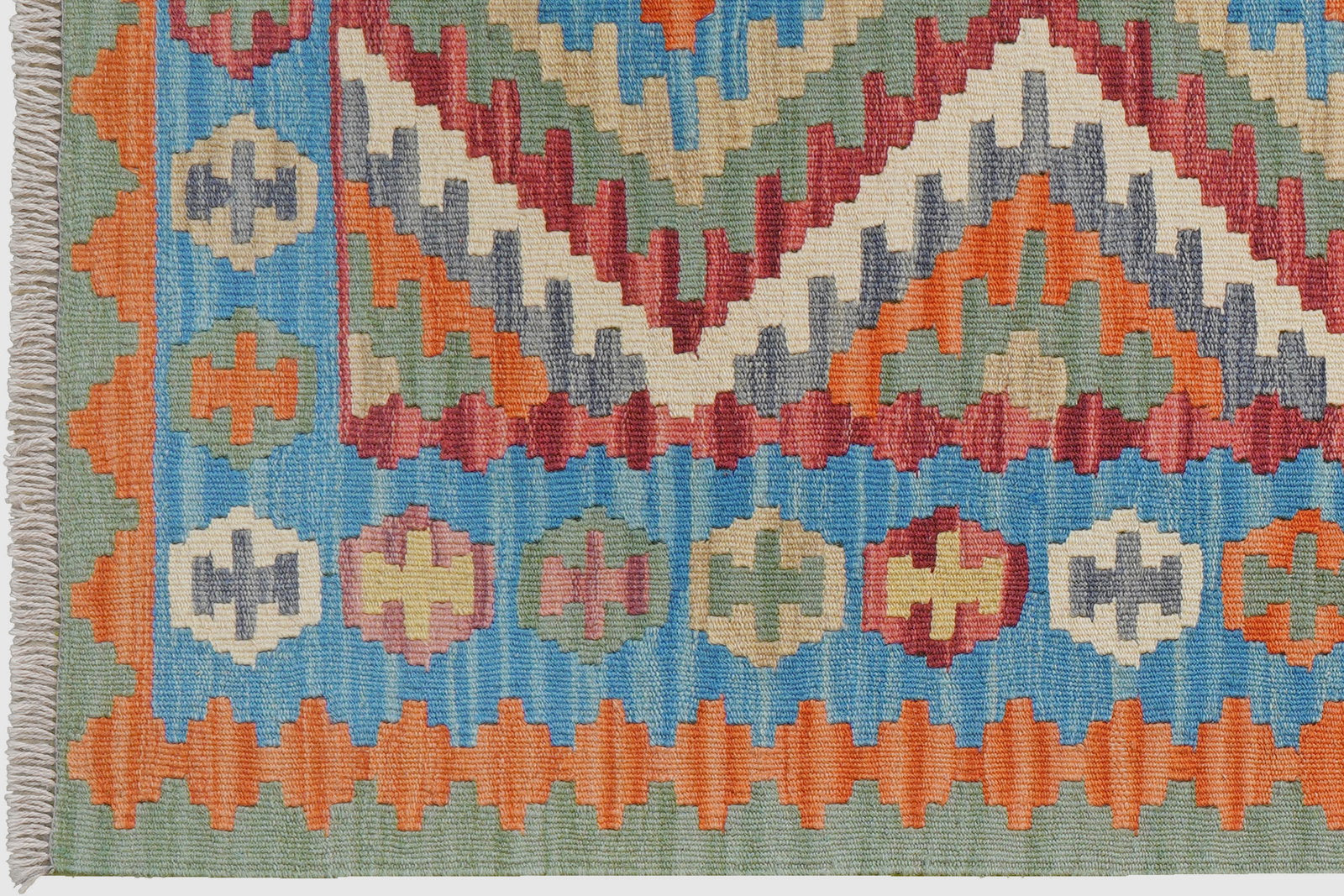 Kelim Gashgai — Handgefertigt, 159x105 cm, Blau, 100% Virgin Wool | View 4