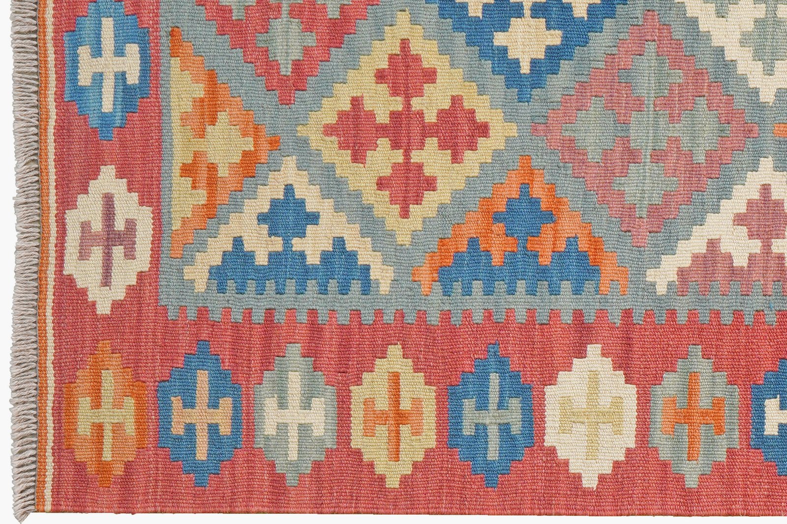 Kelim Gashgai — Handmade, 107x152 cm, Blue, 100% Virgin Wool | View 3