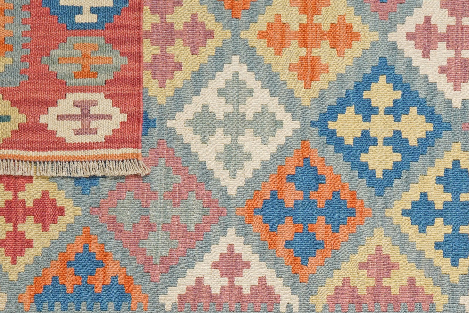 Kelim Gashgai — Handmade, 107x152 cm, Blue, 100% Virgin Wool | View 6