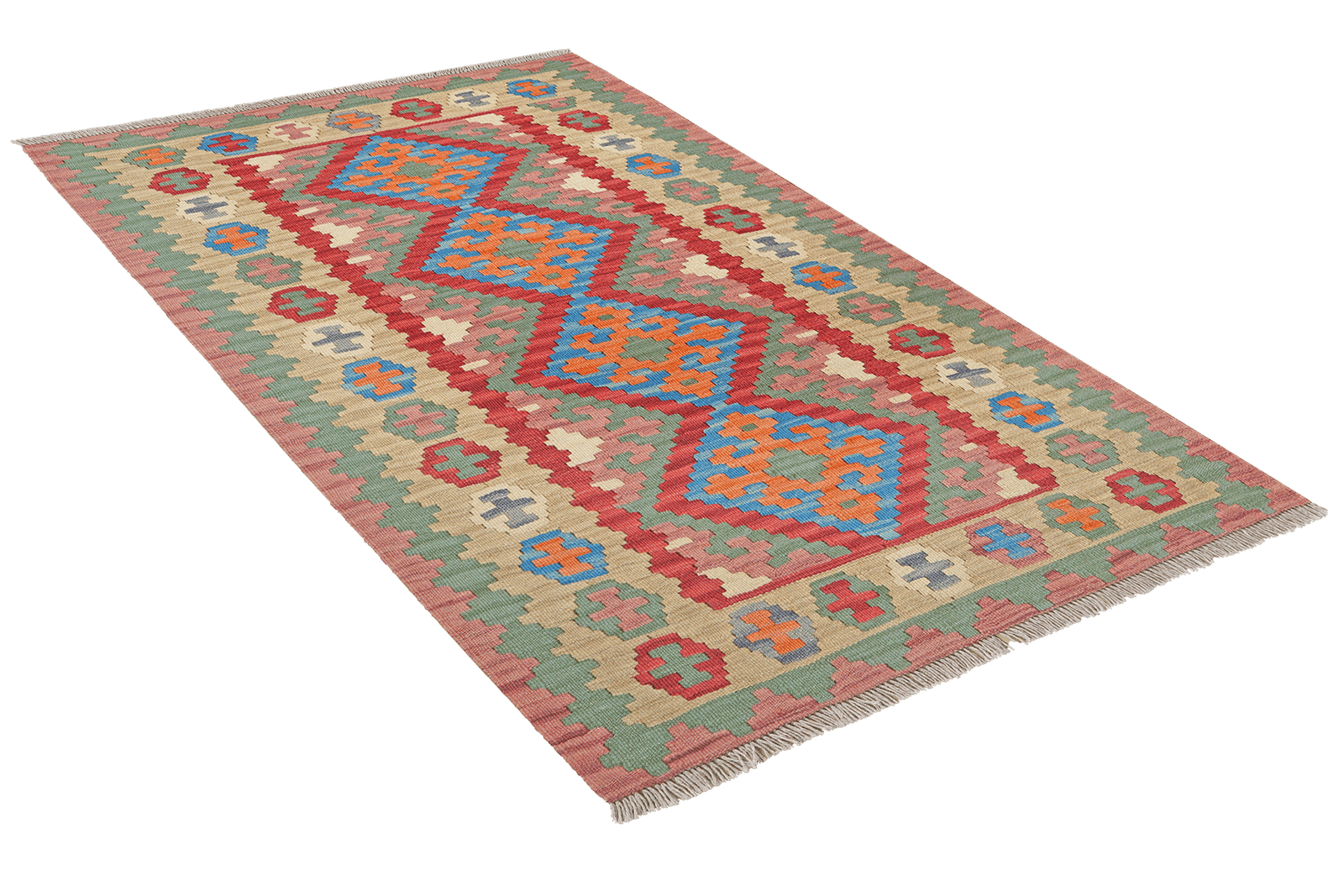 Kelim Gashgai — Handmade, 104x159 cm, Red, 100% Virgin Wool | View 4
