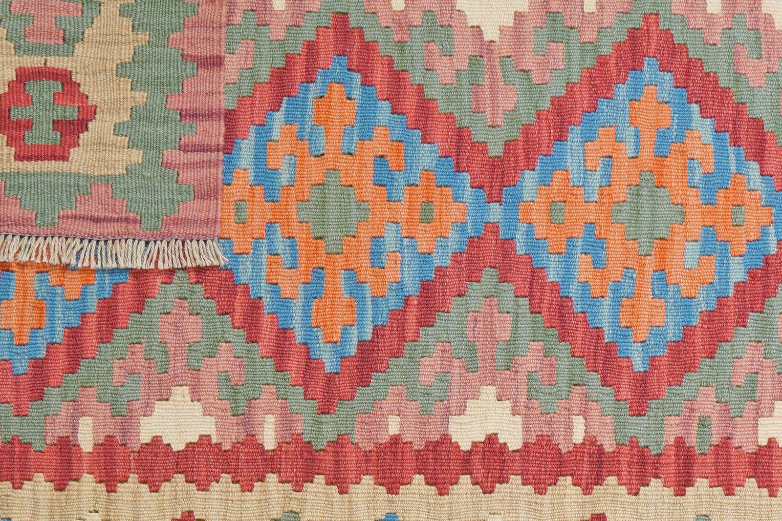 Kelim Gashgai — Handmade, 104x159 cm, Red, 100% Virgin Wool | View 6