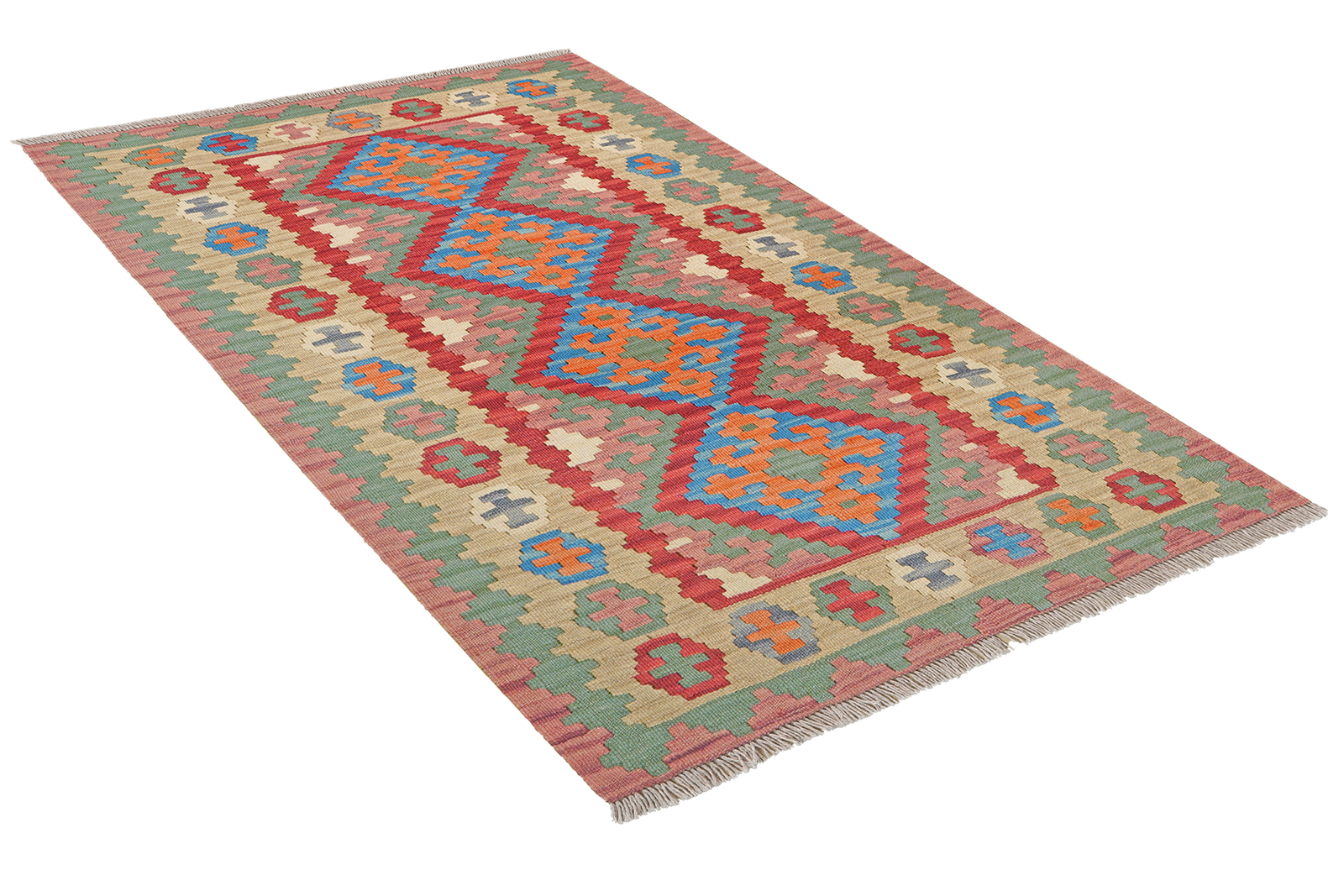 Kelim Gashgai — Handgefertigt, 159x104 cm, Beige, 100% Virgin Wool | View 5