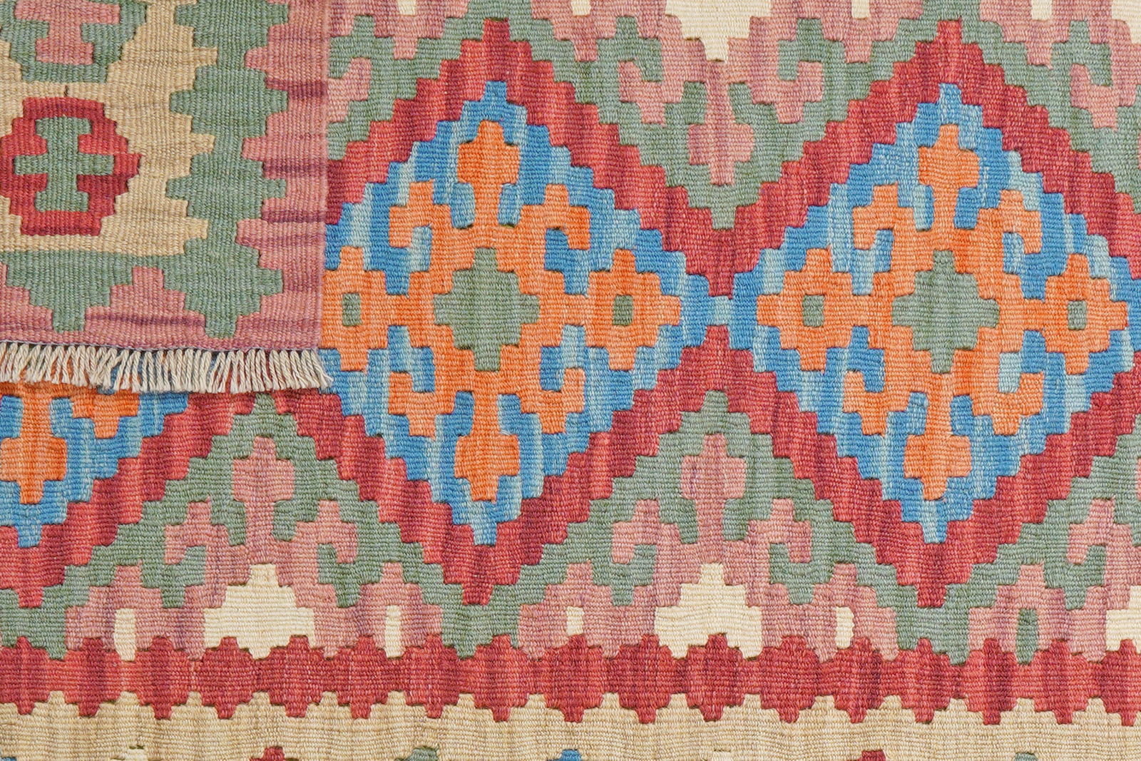 Kelim Gashgai — Handgefertigt, 159x104 cm, Beige, 100% Virgin Wool | View 7