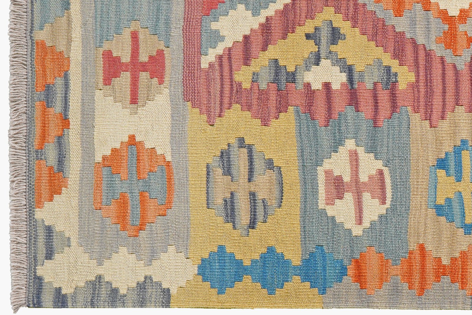 Kelim Gashgai — Handmade, 104x149 cm, Pink, 100% Virgin Wool | View 3