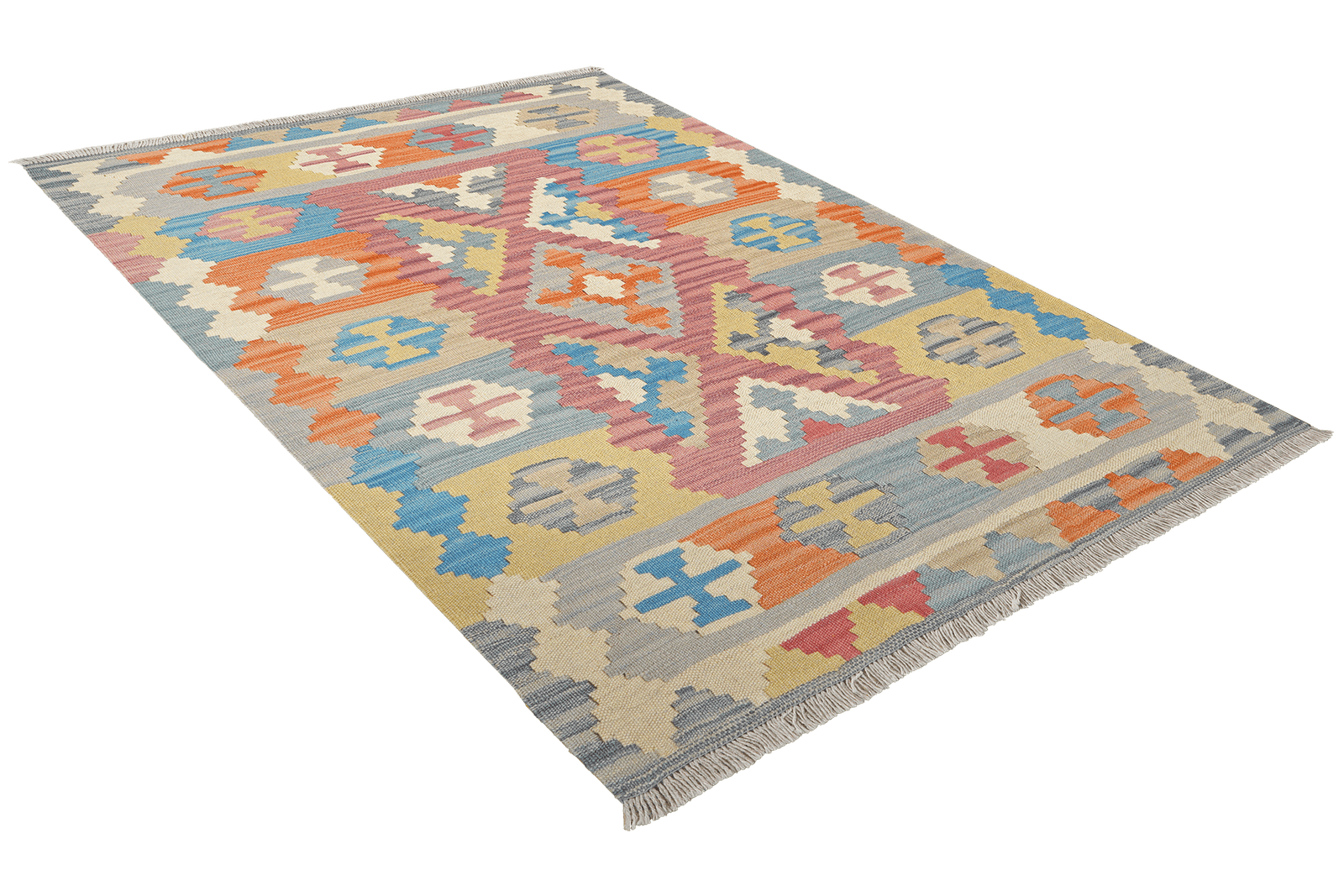 Kelim Gashgai — Handmade, 104x149 cm, Pink, 100% Virgin Wool | View 4