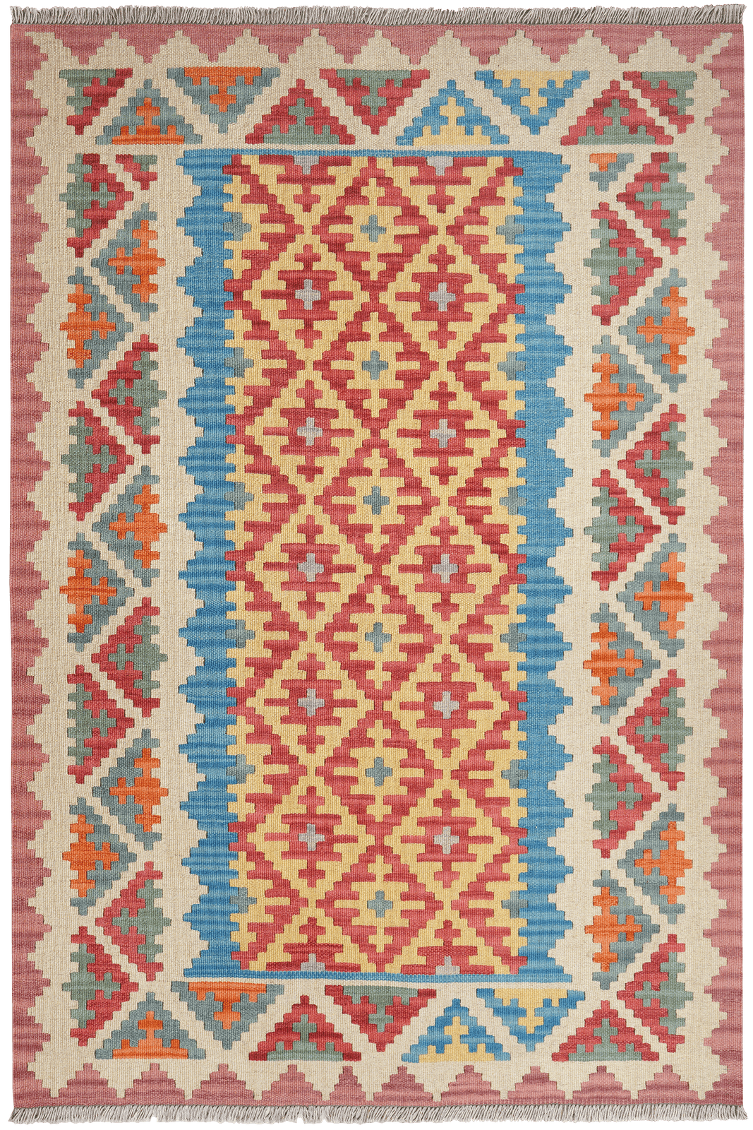 Kelim Gashgai — Handmade, 128x189 cm, Red, 100% Virgin Wool | Main view