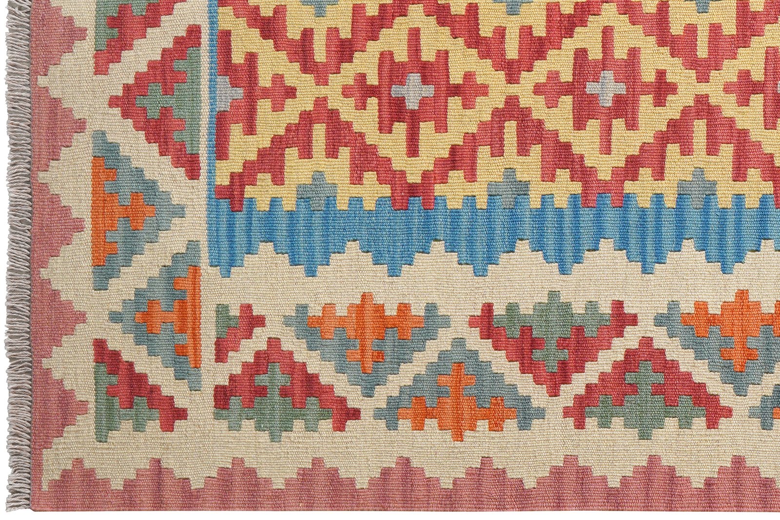 Kelim Gashgai — Handmade, 128x189 cm, Red, 100% Virgin Wool | View 3