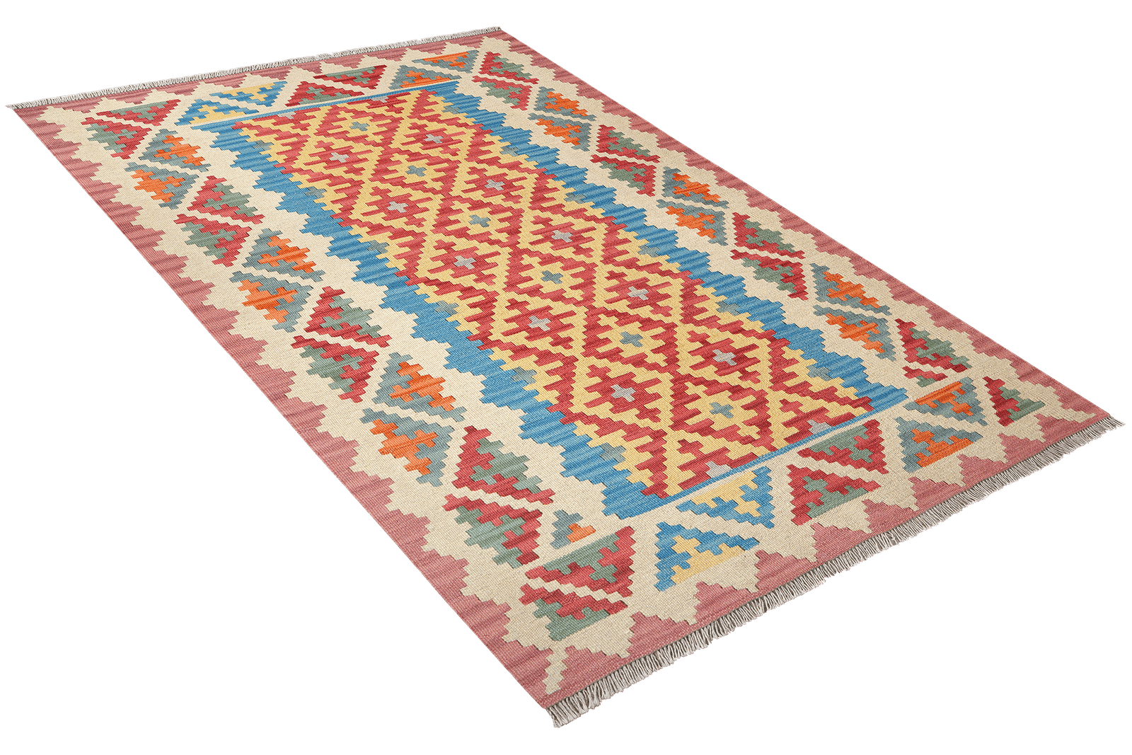 Kelim Gashgai — Handmade, 128x189 cm, Red, 100% Virgin Wool | View 4