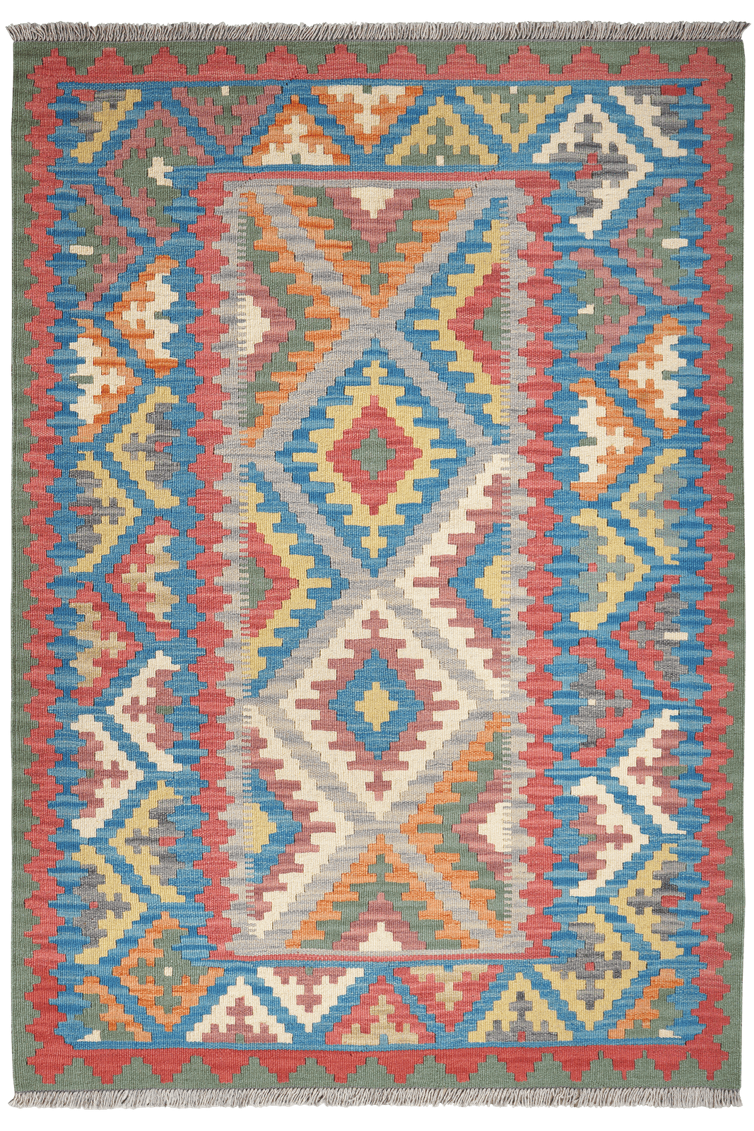 Kelim Gashgai — Handmade, 123x175 cm, Grey, 100% Virgin Wool | Main view