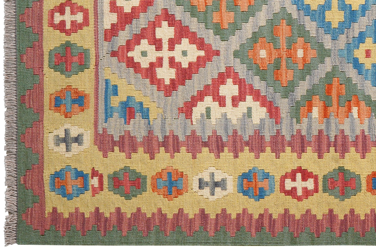 Kelim Gashgai — Handmade, 124x175 cm, Grey, 100% Virgin Wool | View 3