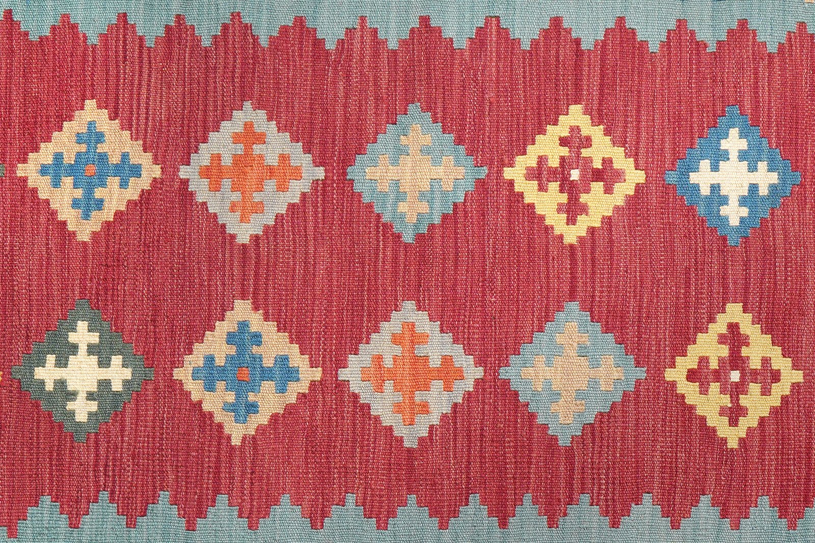 Kelim Gashgai — Handmade, 123x176 cm, Red, 100% Virgin Wool | View 5