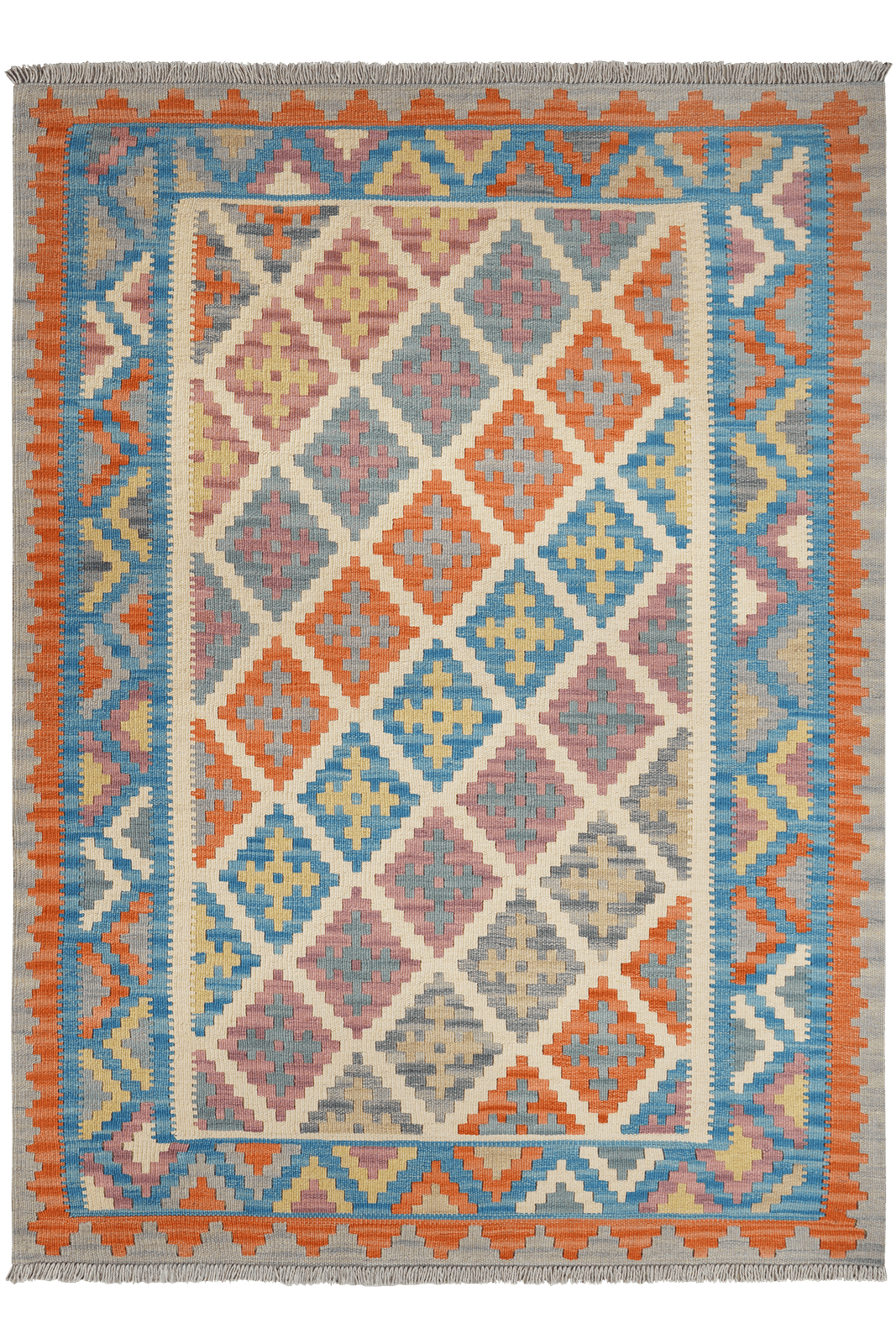 Kelim Gashgai — Handmade, 130x178 cm, Beige, 100% Virgin Wool | Main view
