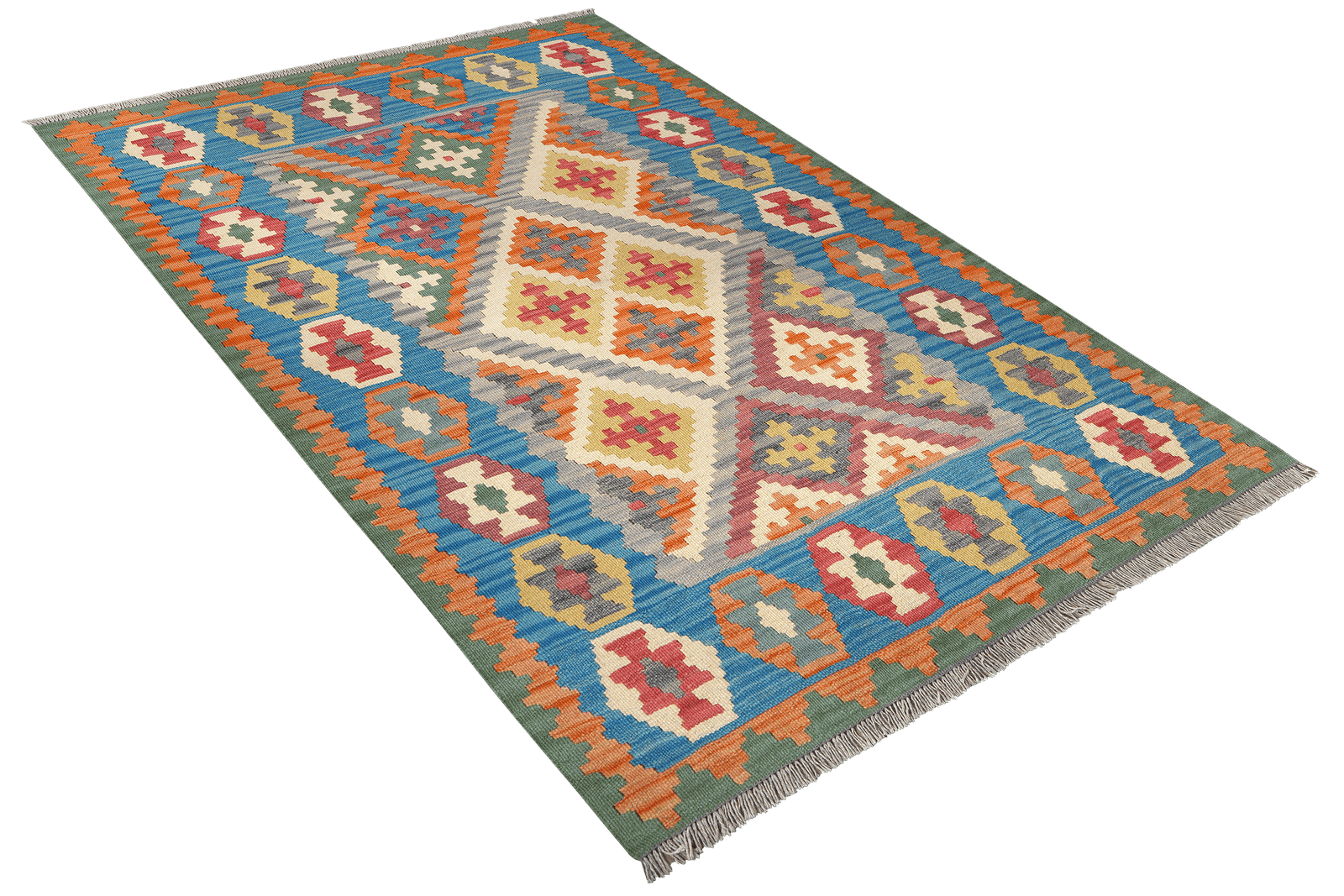 Kelim Gashgai — Handmade, 123x176 cm, Grey, 100% Virgin Wool | View 4