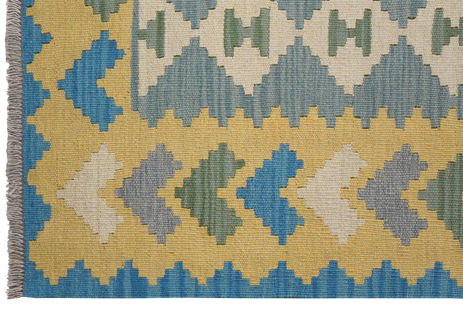 Kelim Gashgai — Handmade, 122x167 cm, Green, 100% Virgin Wool | View 3