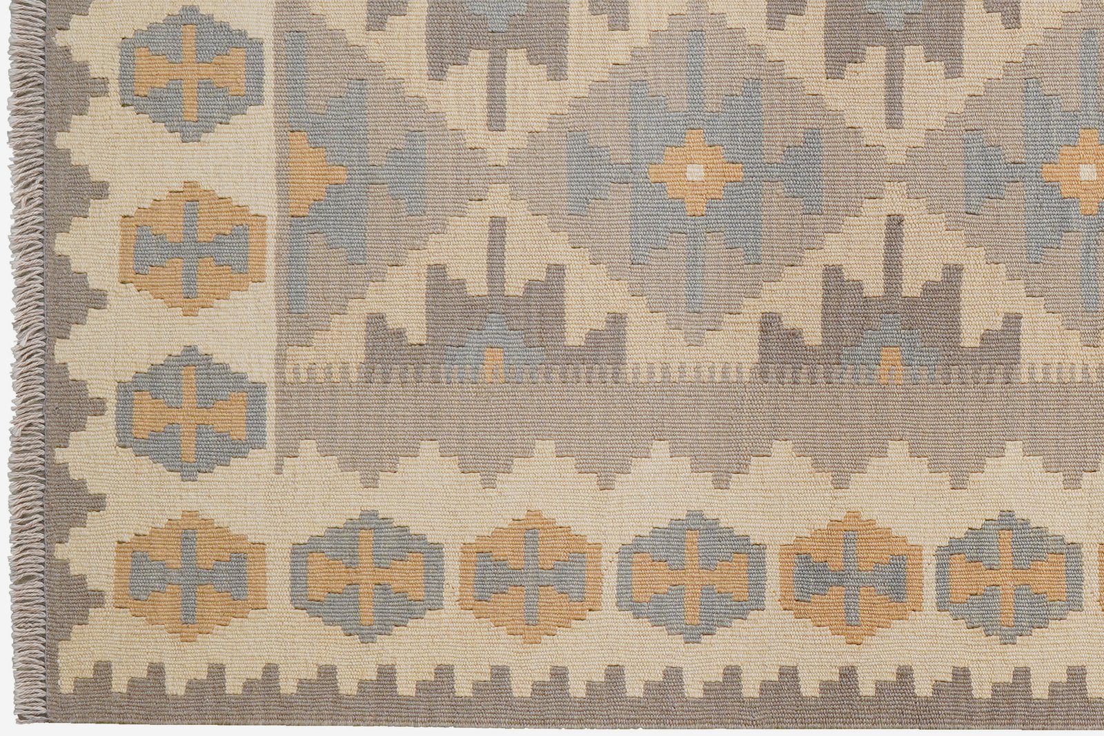 Kelim Gashgai — Handmade, 125x176 cm, Beige, 100% Virgin Wool | View 3