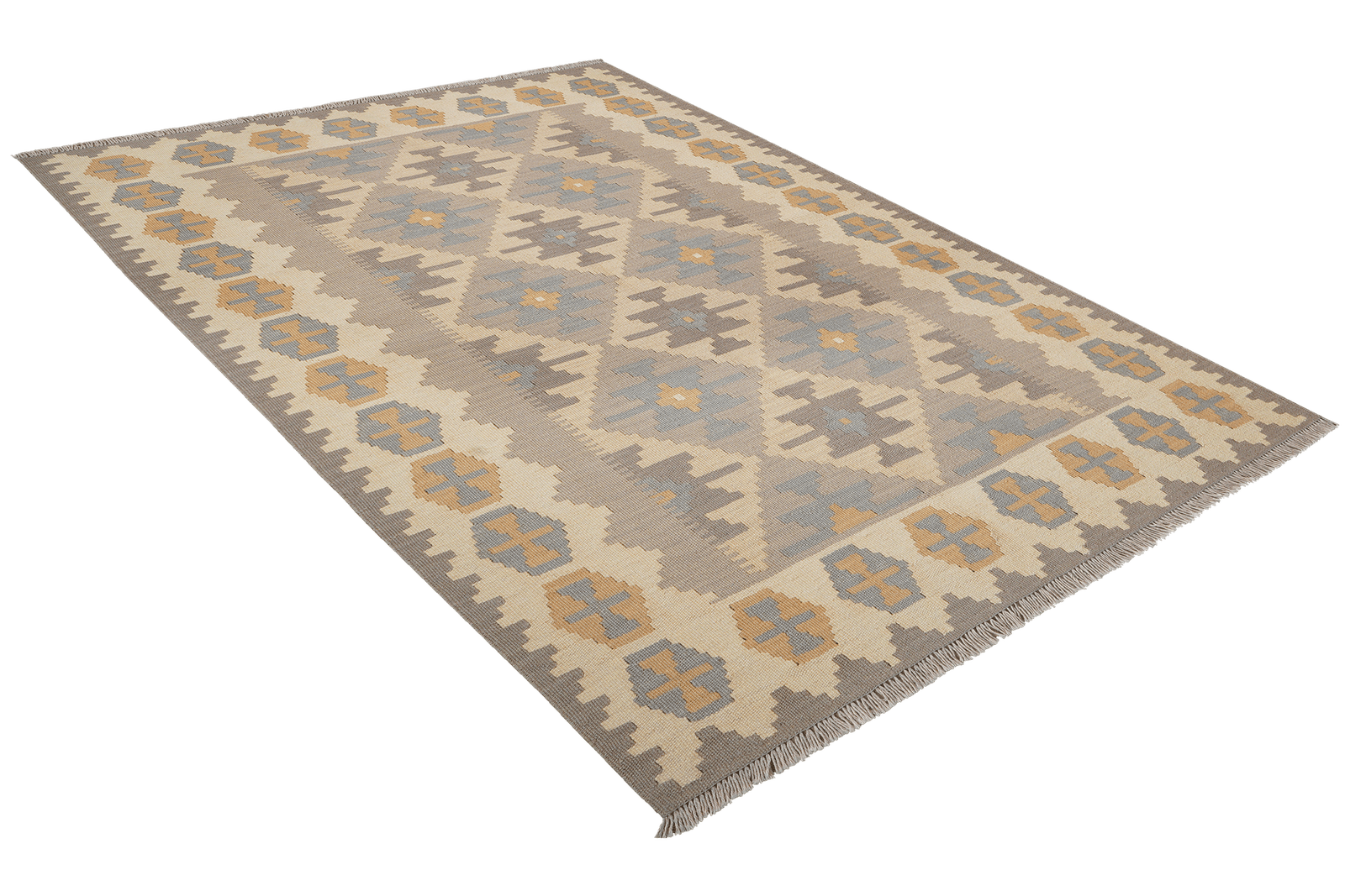 Kelim Gashgai — Handmade, 125x176 cm, Beige, 100% Virgin Wool | View 4